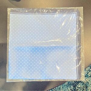 Mens Pocket Square- baby Blue Polka Dot with navy border